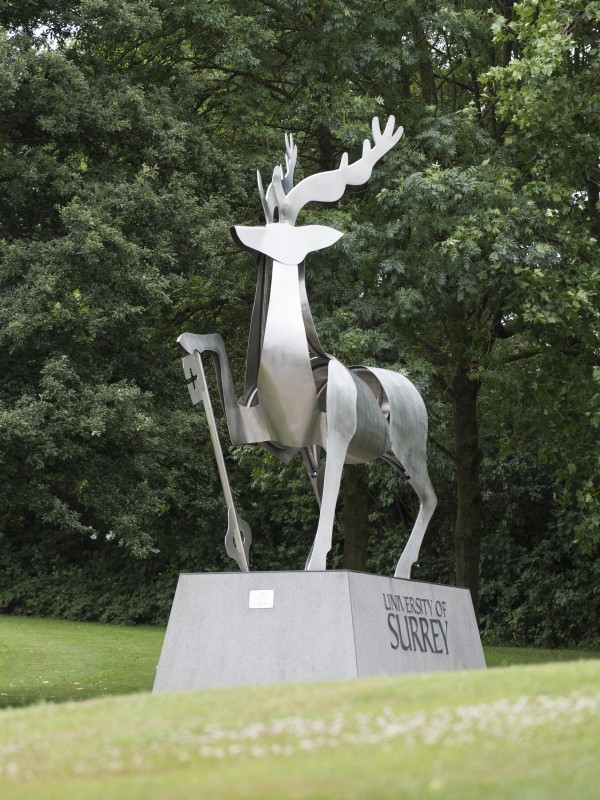 Stag statue on campus