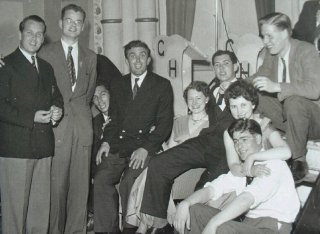 Students in the 1950s at a social event