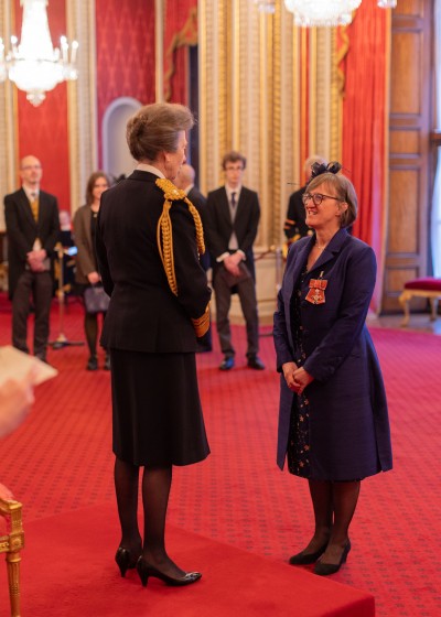 Susannah Schofield, receives her MBE for services to journalism and to diversity in the broadcasting industry