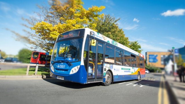 A Stagecoach bus on Surrey campus