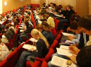Stdients in lecture theatre in 2000s