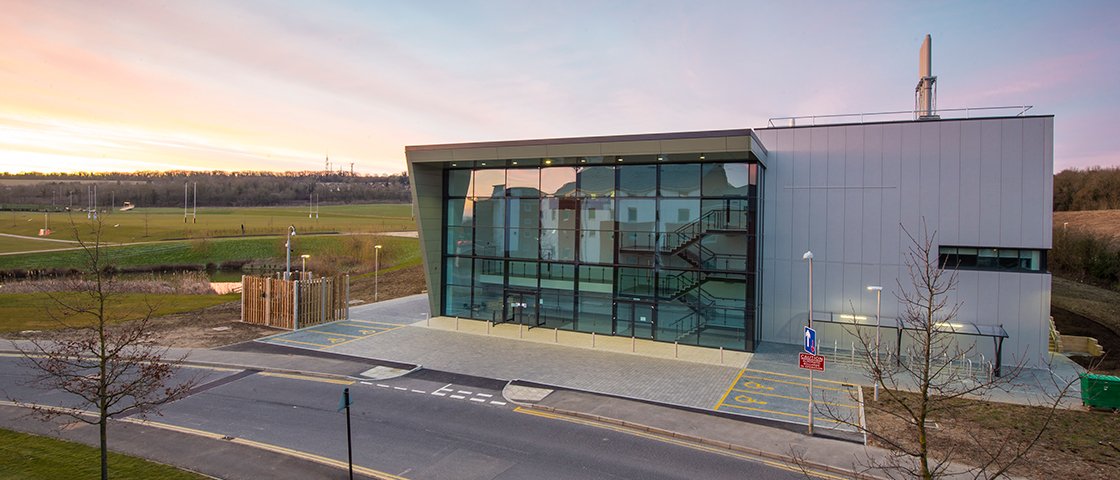 The pathology centre at dusk