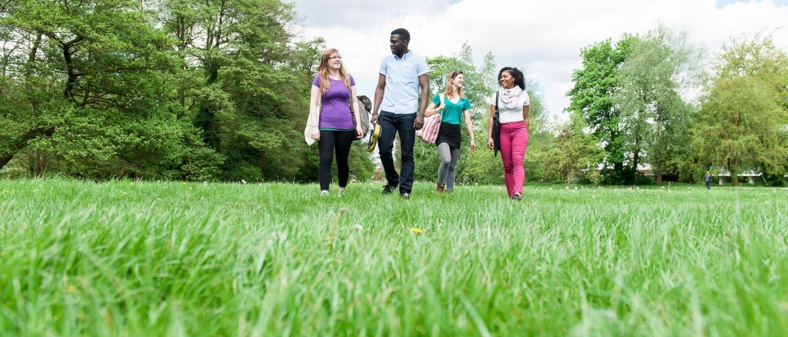 a group of students on the campus