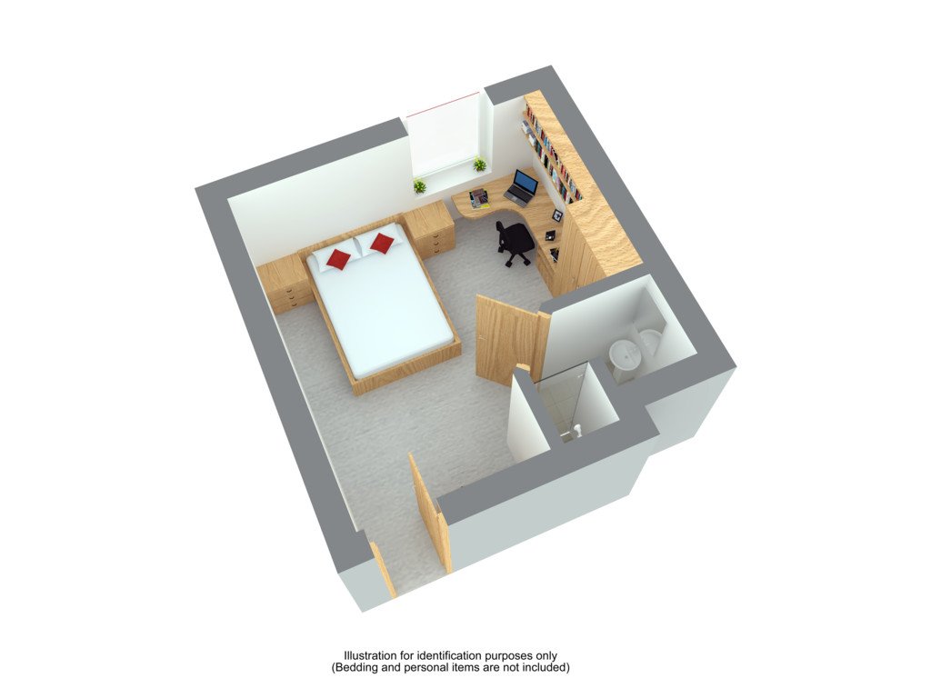A floor plan of Manor Park enhanced en-suite room
