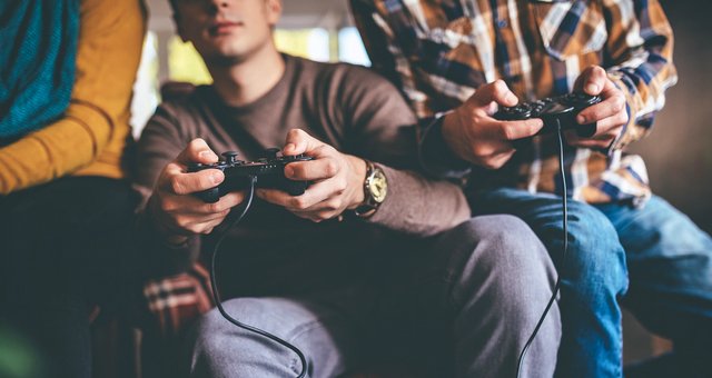 a group of people playing video games