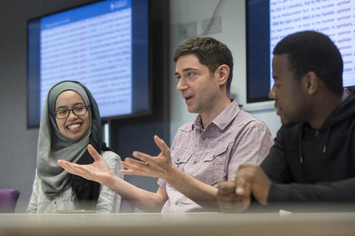 Students having a discussion