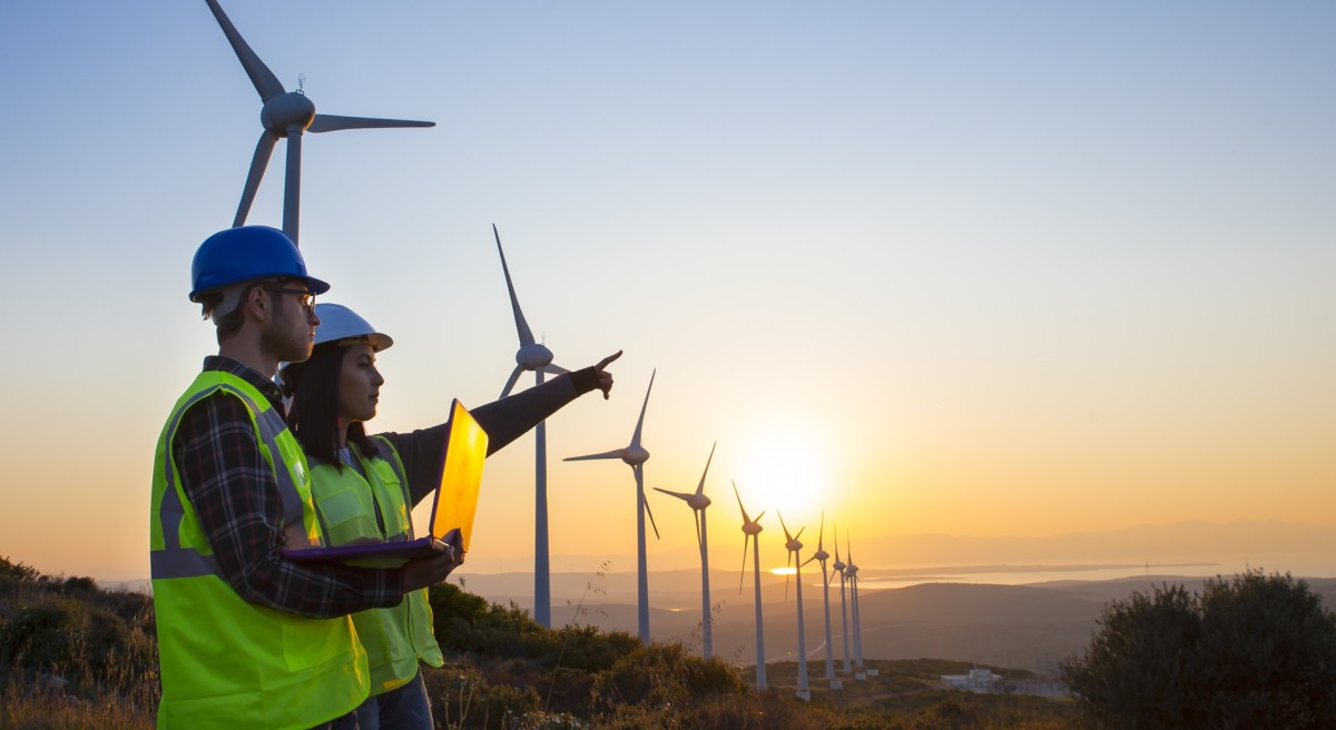 Engineers at wind farm