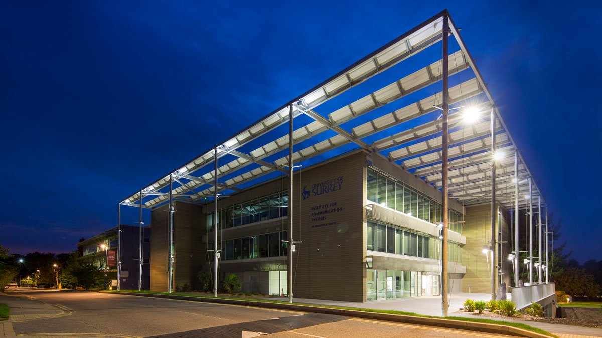 The Institute for Communication Systems building at night