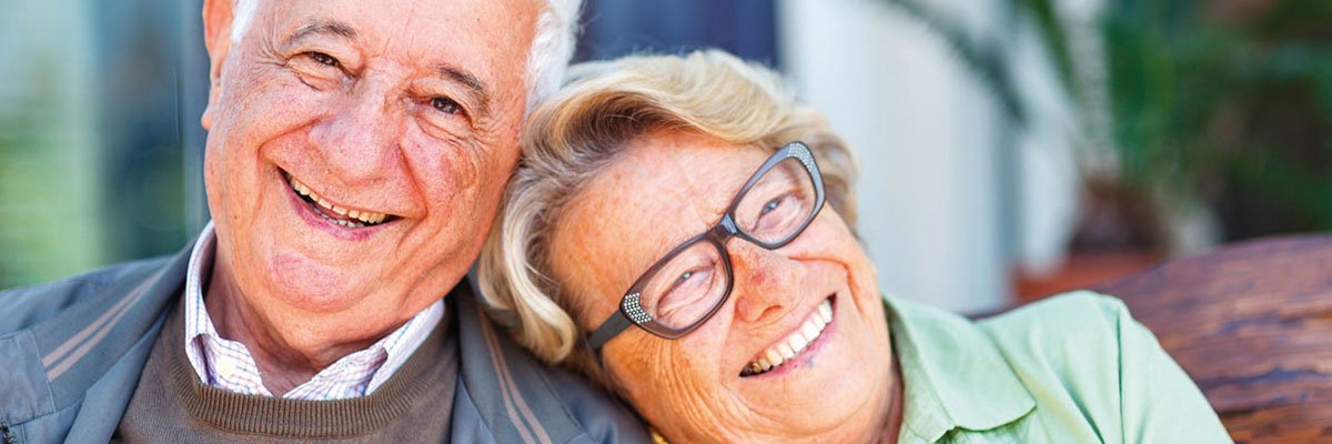 Man and woman laughing together