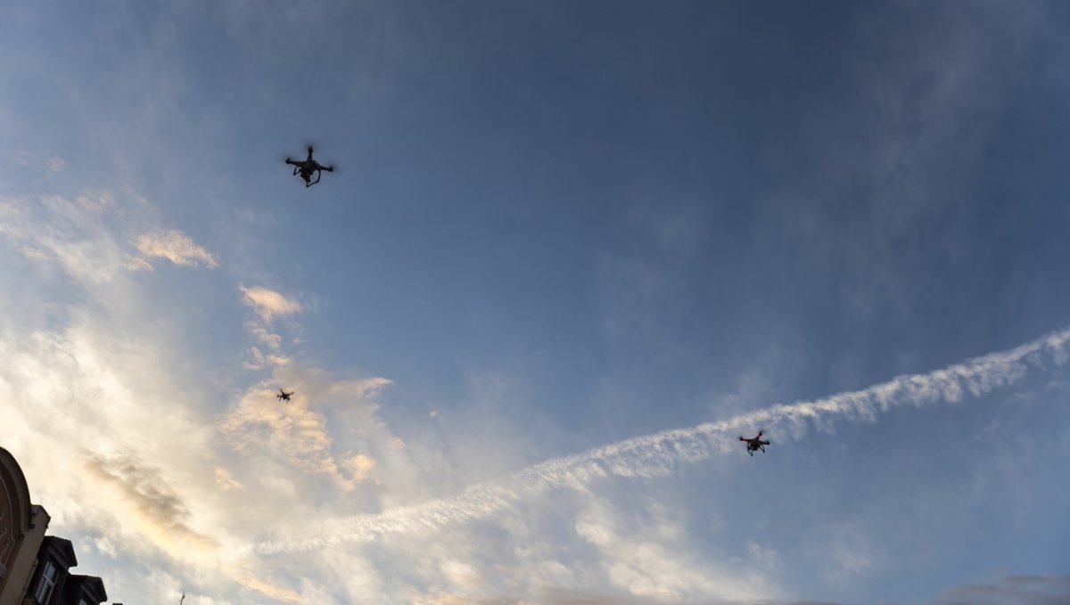 Drones in sky