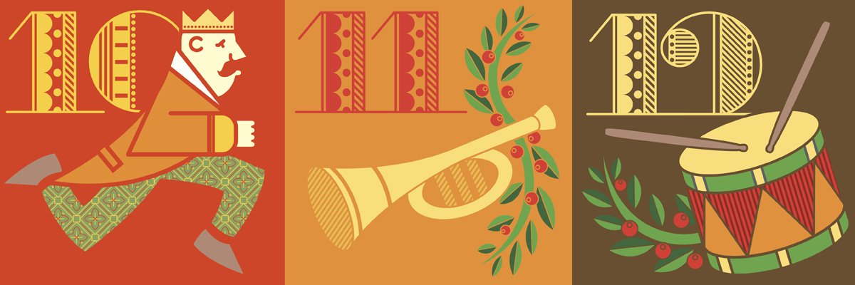 10 Lords a-leaping, 11 pipers piping and 12 drummers drumming