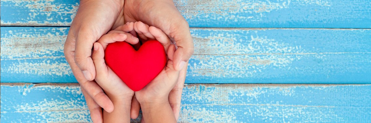 hands holding heart toy