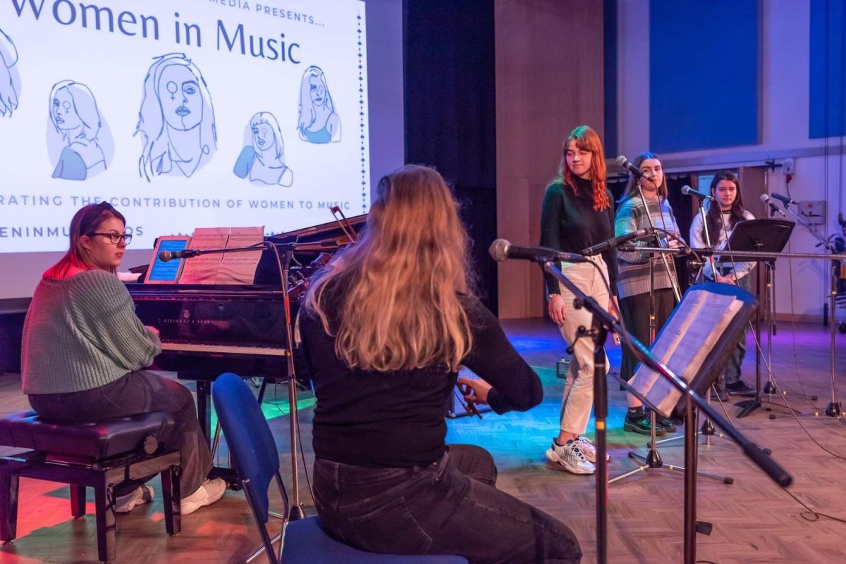 Caitlin performs in PATS Studio 1 for the Women in Music event