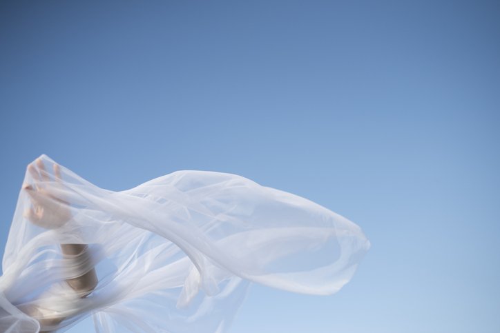 clothing blowing in the wind with blue sky background