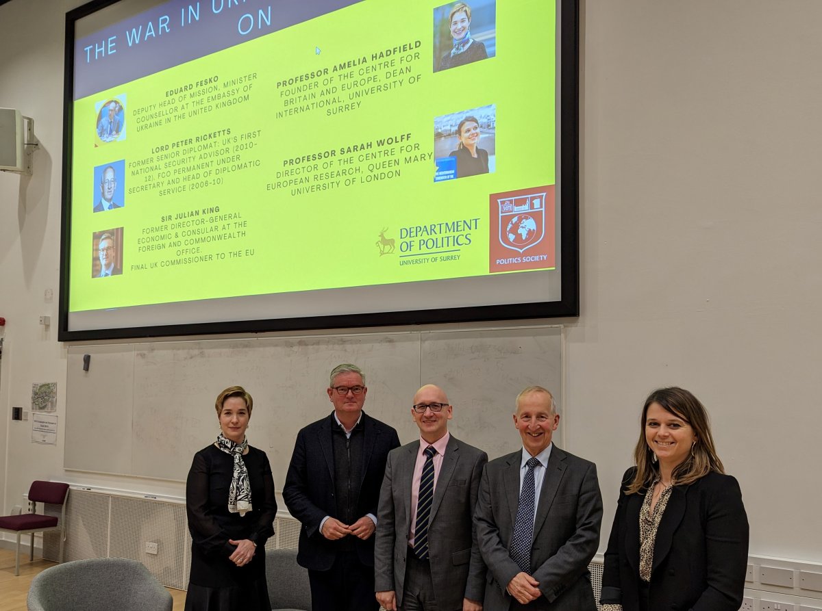 Panellists at Ukraine debate at University of Surrey
