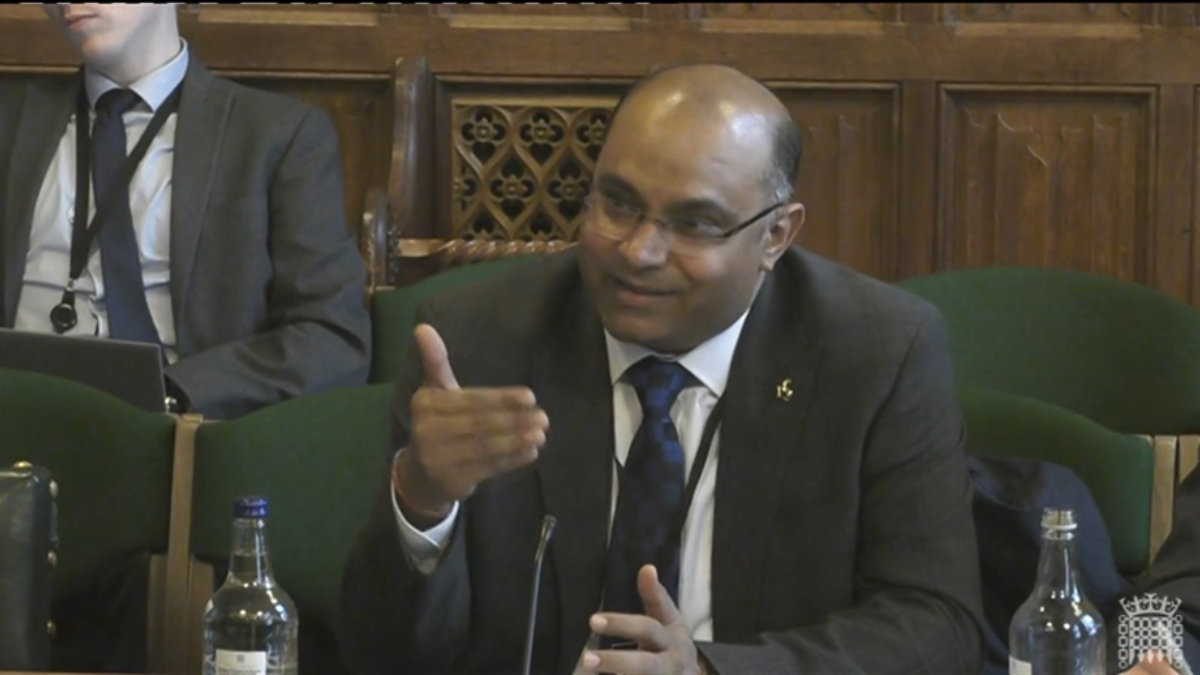 Prashant Kumar giving evidence to the Environment Food and Rural Affairs Committee in parliament