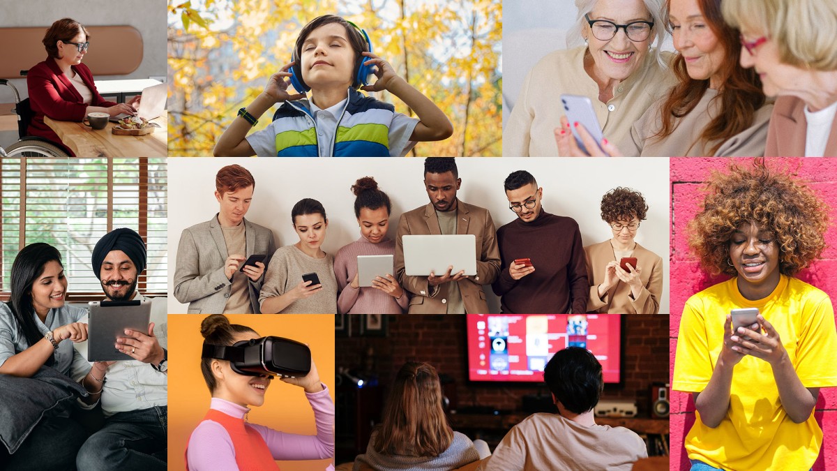People using technology in everyday life