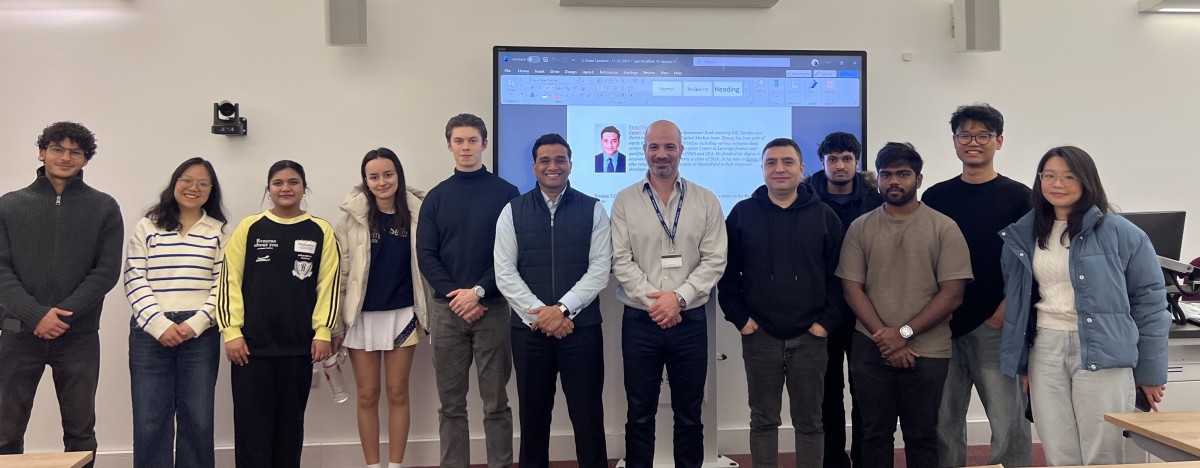 University of Surrey students at a presentation given by alumnus Fareez Faiz Barclays