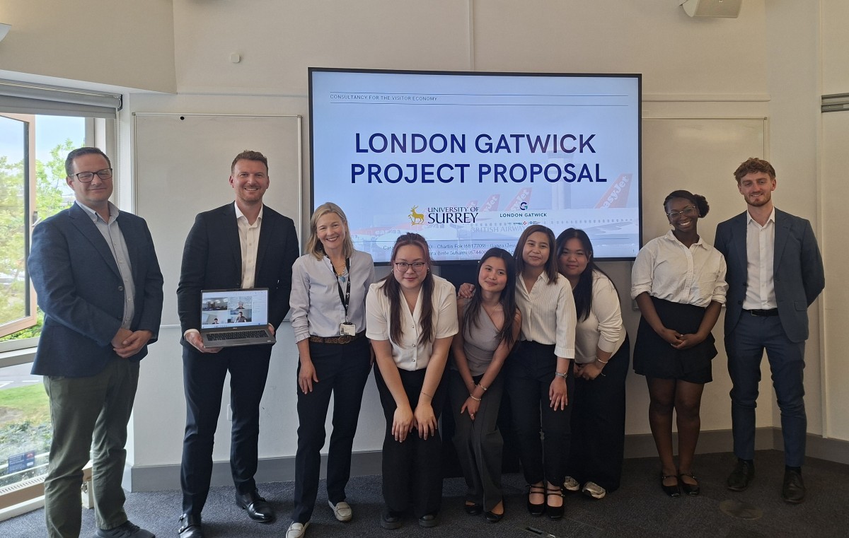 University of Surrey undergraduate students working on a proposal for London Gatwick Airport, May 2026