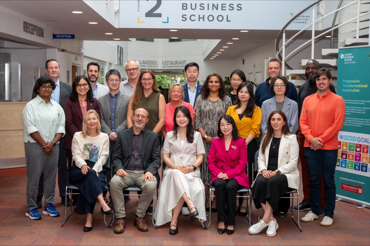 Group photo of Surrey Hospitality and Tourism Management staff at the University of Surrey, September 2026