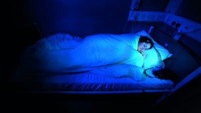 A woman participating in a sleep study