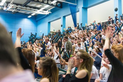 Crowd cheering at the Surrey Sports Park