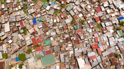 Birds eye view of houses in the Philippines