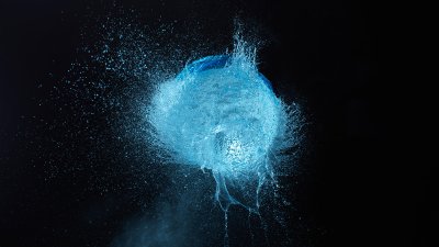 A ball of water exploding