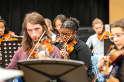 Musicians playing in Surrey University Orchestra Day, Sept 2022