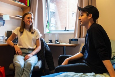 Students sitting in accommodation