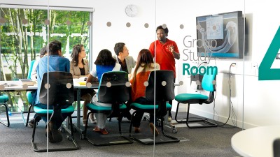 Students in group study room