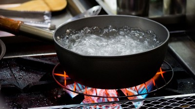 Pan on heated stove