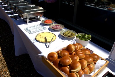 Food spread at MBA barbecue at De Vere Horsley Estate