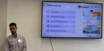 Surrey Business School's Dr Nikolas Thomopoulos presenting at Elmbridge Borough Council Climate Panel series