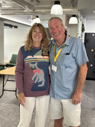 A photo of Alison and Steve in the MySurrey Nest on campus.