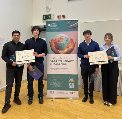Winners in University of Surrey's Data to Impact Challenge, March 2026