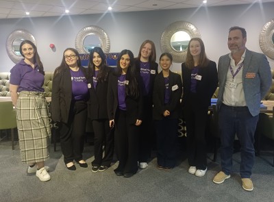 University of Surrey International Events Management students on campus at a charity event, April 2026