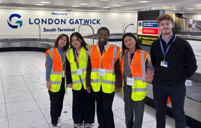 University of Surrey hospitality, tourism and events undergraduate students at London Gatwick airport