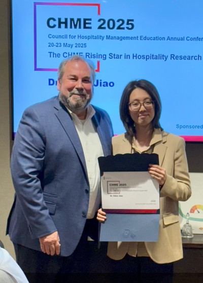 University of Surrey's Dr Eden Jiao with her 2025 CHME Rising Star award