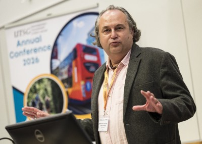 Prof Charles Musselwhite, chair of Universities' Transport Study Group (UTSG) speaking at UTSG conference, 2026