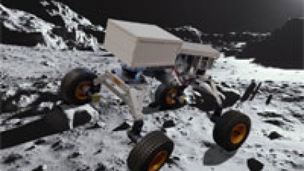 Robotic vehicle driving on the moon