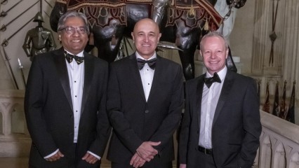 (L-R) Professors Ravi Silva, Jim Al-Khalili and Adrian Hilton (Director of PAI)