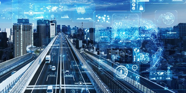 Motorway with digital symbols