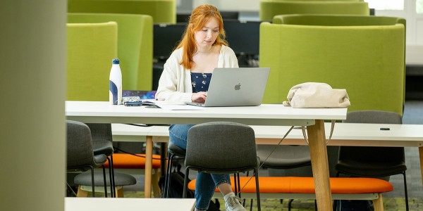 Student in the library