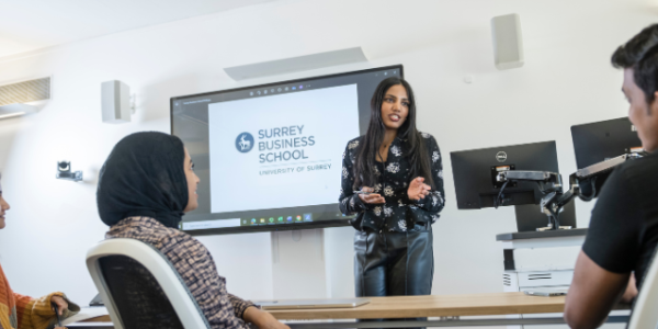 Surrey business student presenting