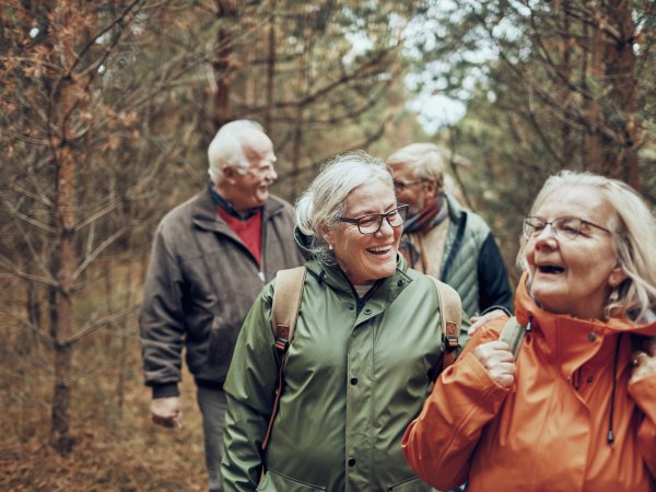 Group of elderly people walking