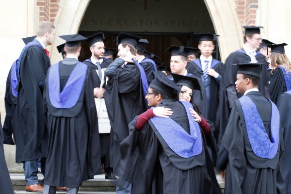 New graduates outside Guildford cathedral