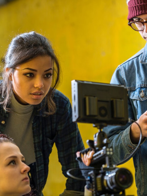 GSA students reviewing video camera footage