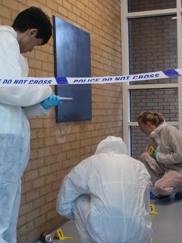 Students at crime scene