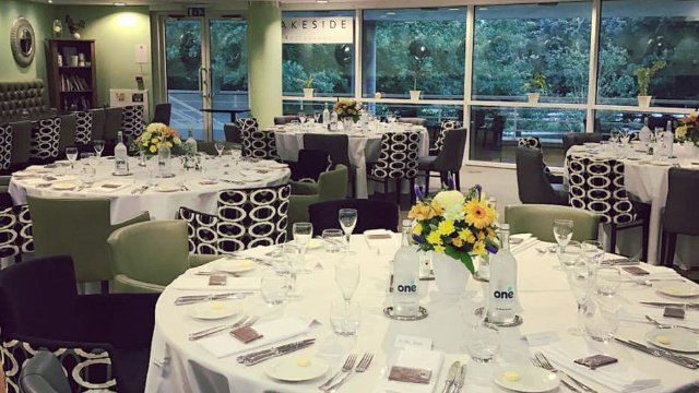 Tables set out at Lakeside restaurant